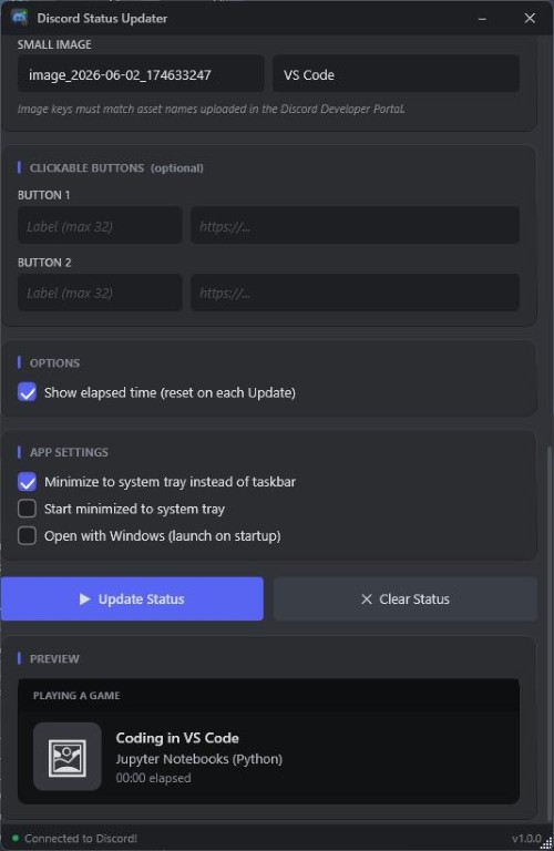 Discord Status Updater — screenshot 1