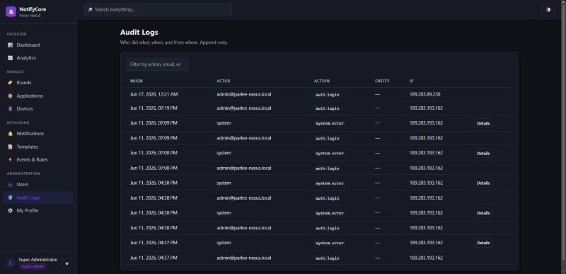 Parlee NeXuS NotifyCore — screenshot 1