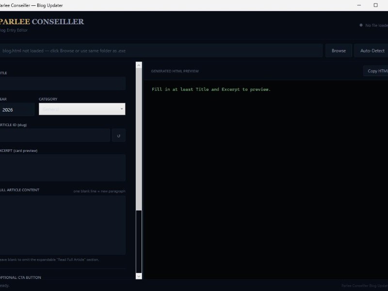 Cover of Parlee Blog Updater