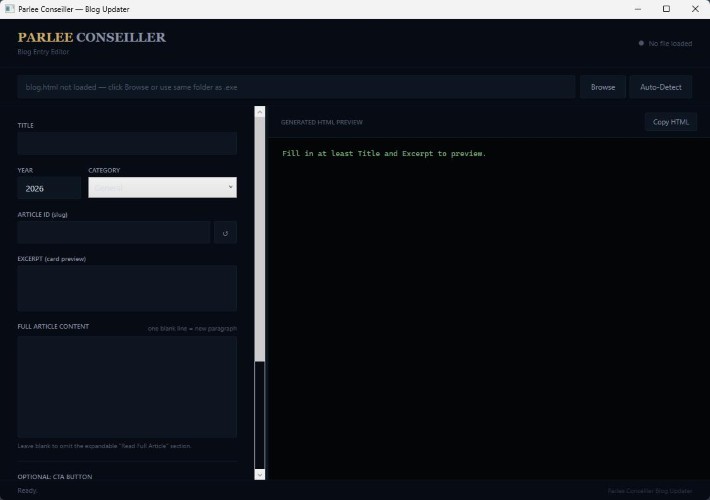 Parlee Blog Updater hero image