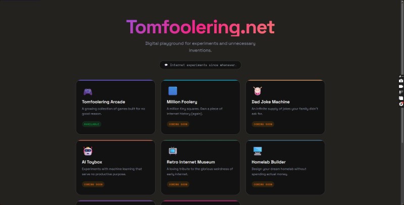 Tomfoolering.net hero image